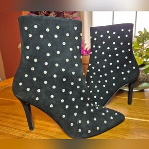 Archive Rhinestone Studded Black‎ Suede Boots - Size 7.5